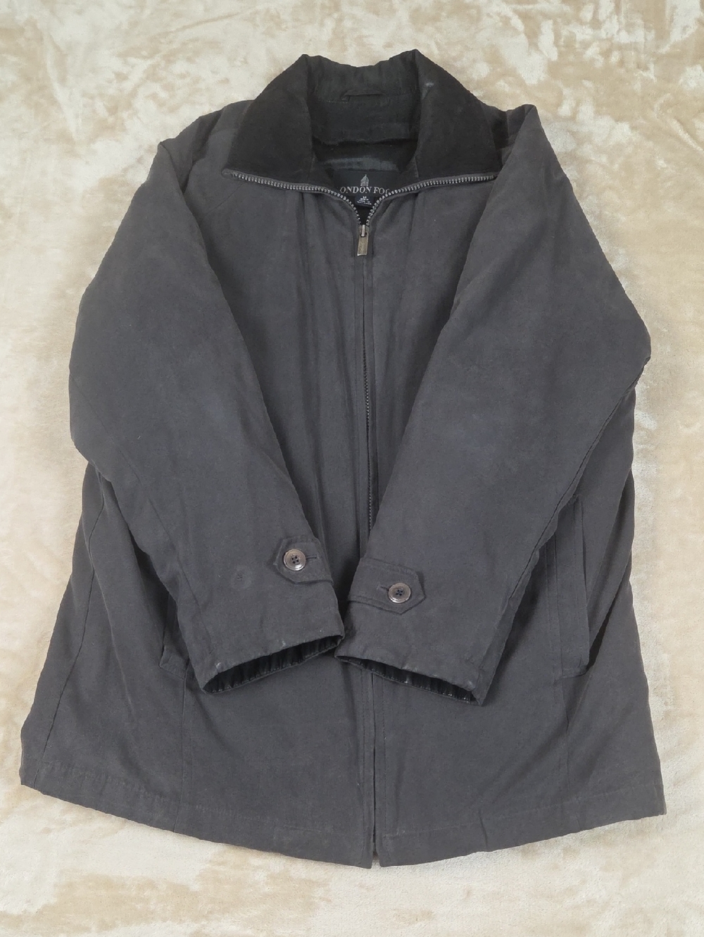 London Fog Black Military Field Jacket with Zip Front
